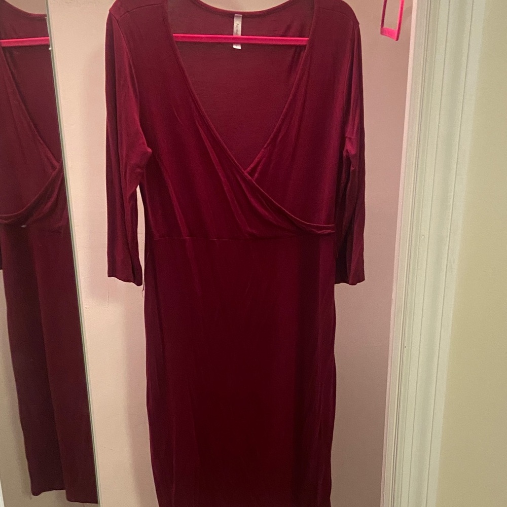 Acting Pro Women’s Long-Sleeve Wrap Dress in Burgundy